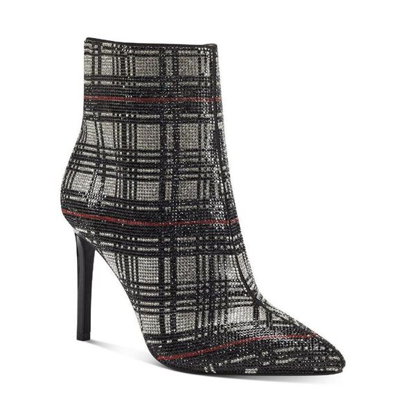 INC International Concepts Womens Reisa Dress Booties,Plaid Bling - Picture 1 of 6